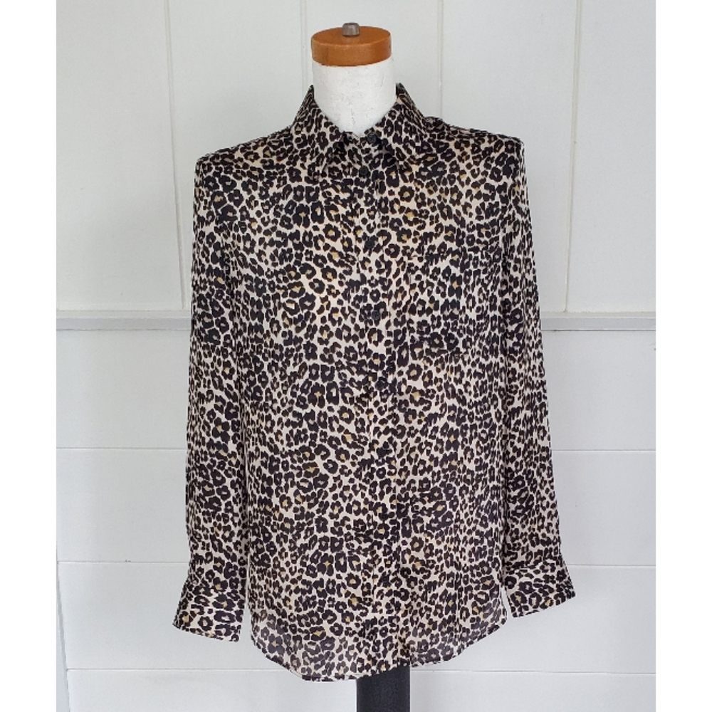 Equipment femme leopard button up collared blouse